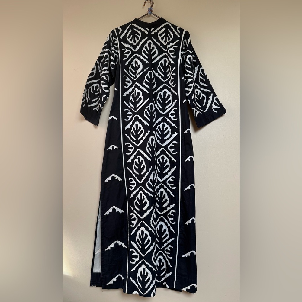 Luxe Bohemian Chic Vintage  1970's Black & Ivory Dress By Ramona Rull / Sz M